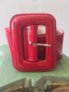 Leatherock Patent Red Wide Buckle Belt